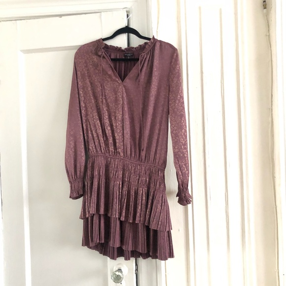 💥Super Sale💥 NWT Current Air Gold Print Pattern layered Dress Sz S - Picture 2 of 9